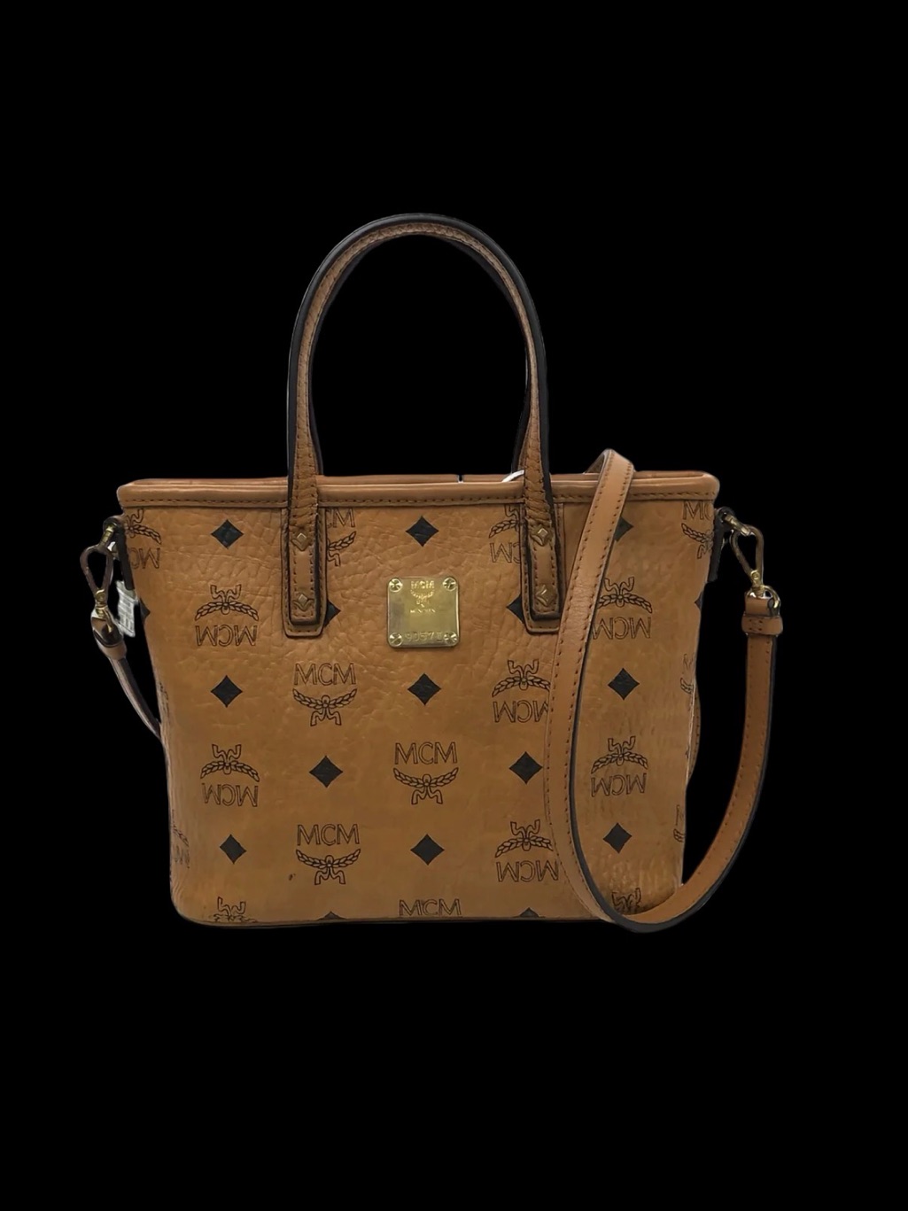 Mcm Tan Visetos Monogram Satchel With Shoulder Strap Preloved Authentic Coa Incl